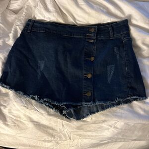 SHEIN Dark Denim Button-Up Skort